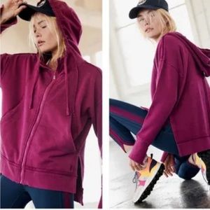 NWOT FREE PEOPLE MOVEMENT One Zip Up Hoodie . Size LARGE,Color MAGENTA
